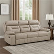 Conia Manual Double Reclining Sofa-Latte Beige Leather-87 Inch