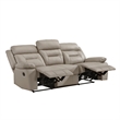 Conia Manual Double Reclining Sofa-Latte Beige Leather-87 Inch
