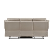 Conia Manual Double Reclining Sofa-Latte Beige Leather-87 Inch