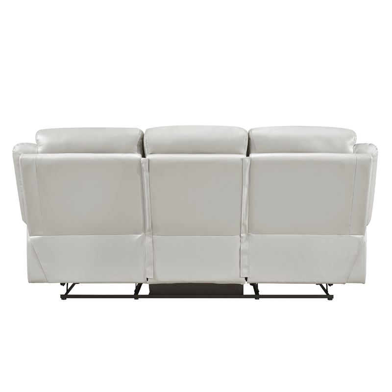 Conia Manual Double Reclining Sofa-Light Gray Silver Leather-87 Inch