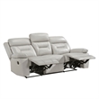 Conia Manual Double Reclining Sofa-Light Gray Silver Leather-87 Inch