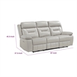 Conia Power Double Reclining Sofa-Light Silver Leather-USB-87 Inch