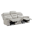 Conia Power Double Reclining Sofa-Light Silver Leather-USB-87 Inch