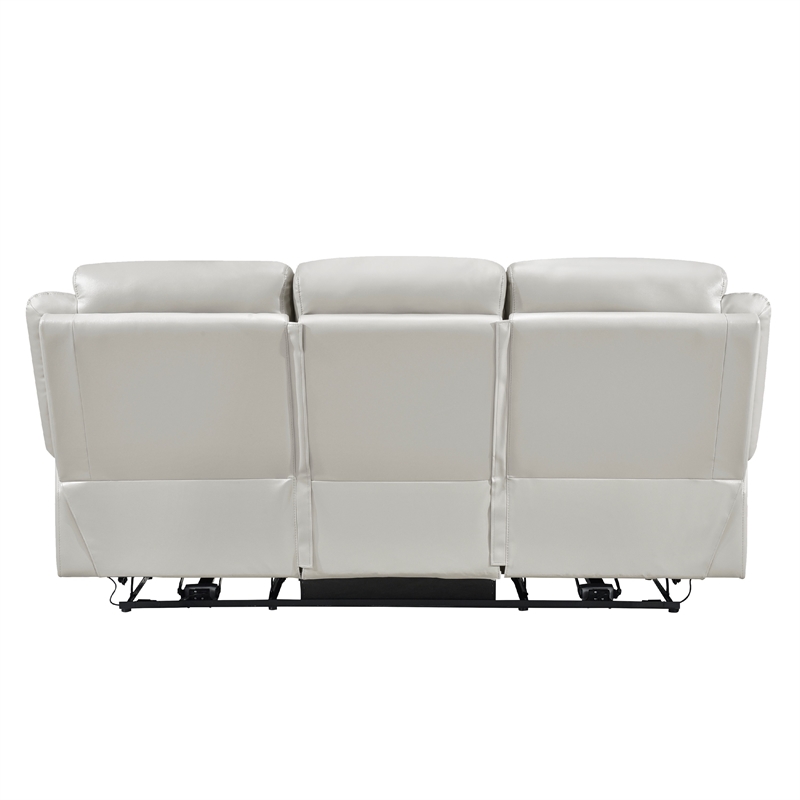 Conia Power Double Reclining Sofa-Light Silver Leather-USB-87 Inch