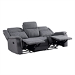 Lenny Manual Double Reclining Sofa-Gray Microfiber-Foam-86 Inch
