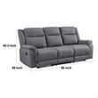 Lenny Manual Double Reclining Sofa-Gray Microfiber-Foam-86 Inch