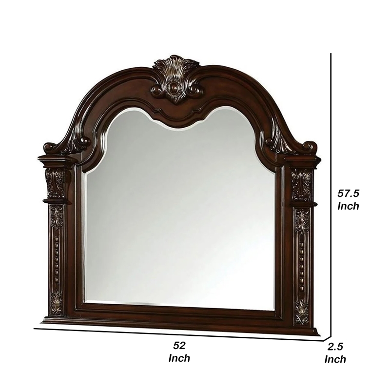 Kera Vanity Dresser Mirror-Vintage Camelback Design-Cherry Brown