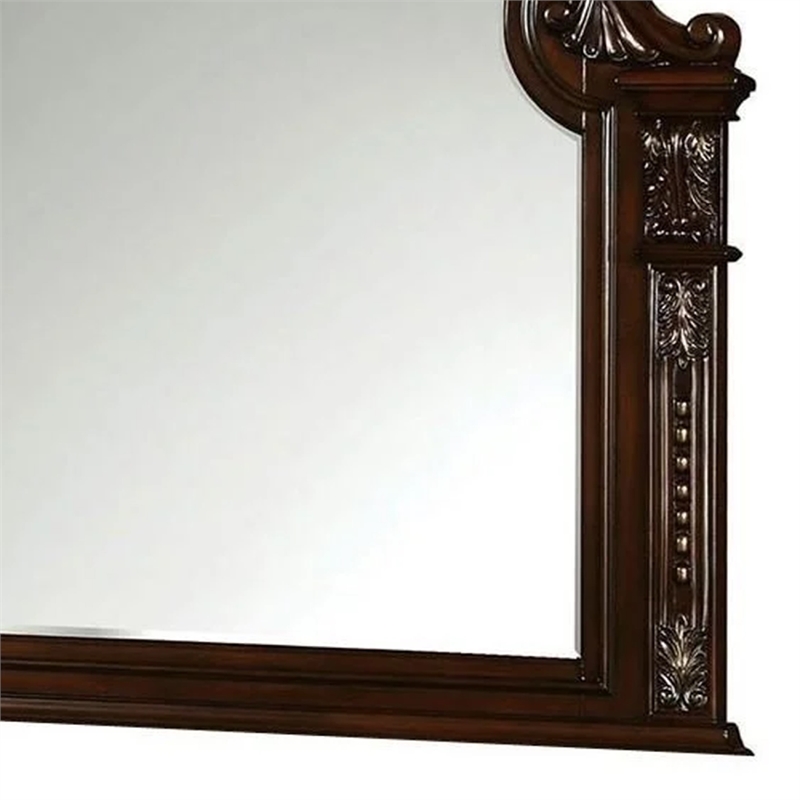 Kera Vanity Dresser Mirror-Vintage Camelback Design-Cherry Brown