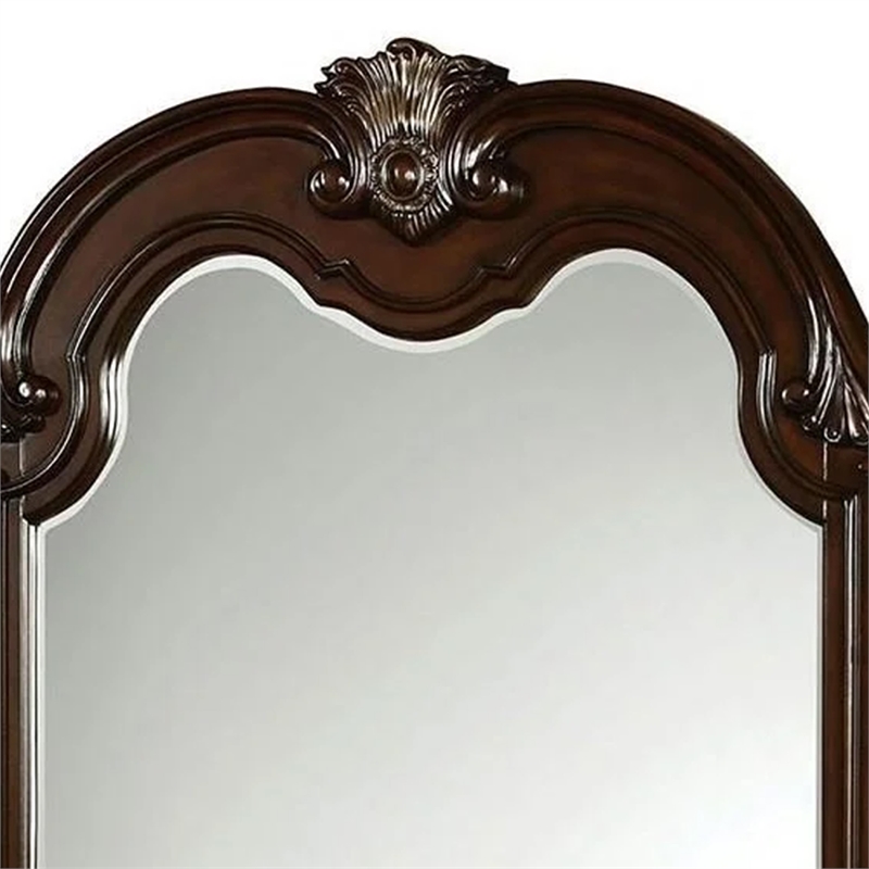 Kera Vanity Dresser Mirror-Vintage Camelback Design-Cherry Brown
