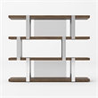 Cid Brow 4 Tier Bookshelf-71 Inch Stainless Steel w Glass Panel Back-Brown