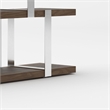 Cid Brow 4 Tier Bookshelf-71 Inch Stainless Steel w Glass Panel Back-Brown