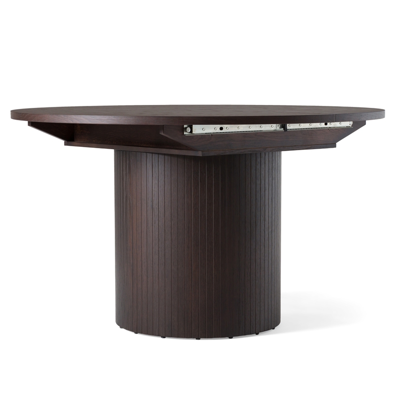 Cid Kimi Extendable Dining Table-Brown Veneer-Round 51-71 Inch Top