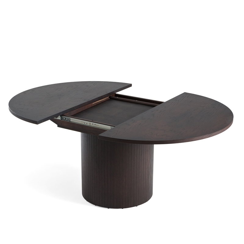 Cid Kimi Extendable Dining Table-Brown Veneer-Round 51-71 Inch Top