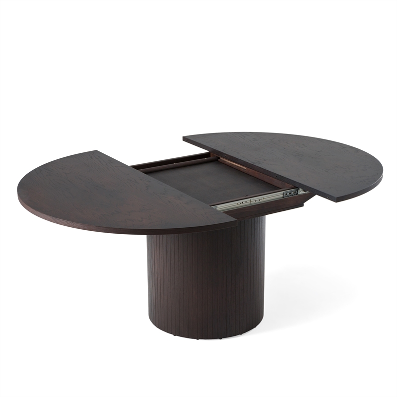 Cid Kimi Extendable Dining Table-Brown Veneer-Round 51-71 Inch Top