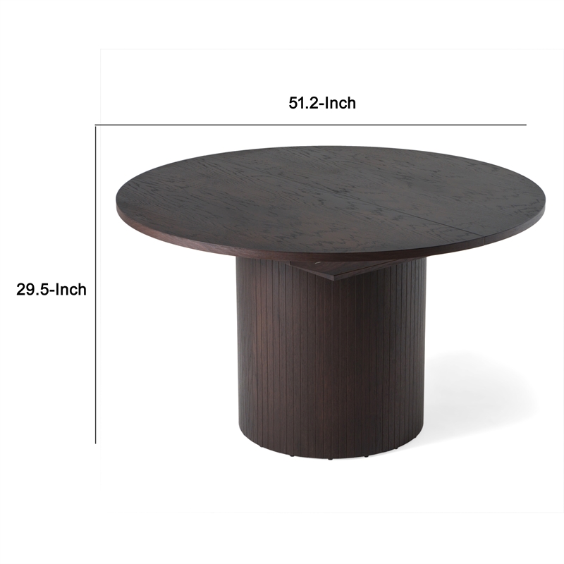 Cid Kimi Extendable Dining Table-Brown Veneer-Round 51-71 Inch Top