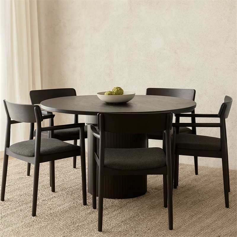 Cid Kimi Extendable Dining Table-Brown Veneer-Round 51-71 Inch Top