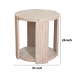 Cony Round End Table-Natural Oak Brown Wood-Caster Wheels-24 Inch