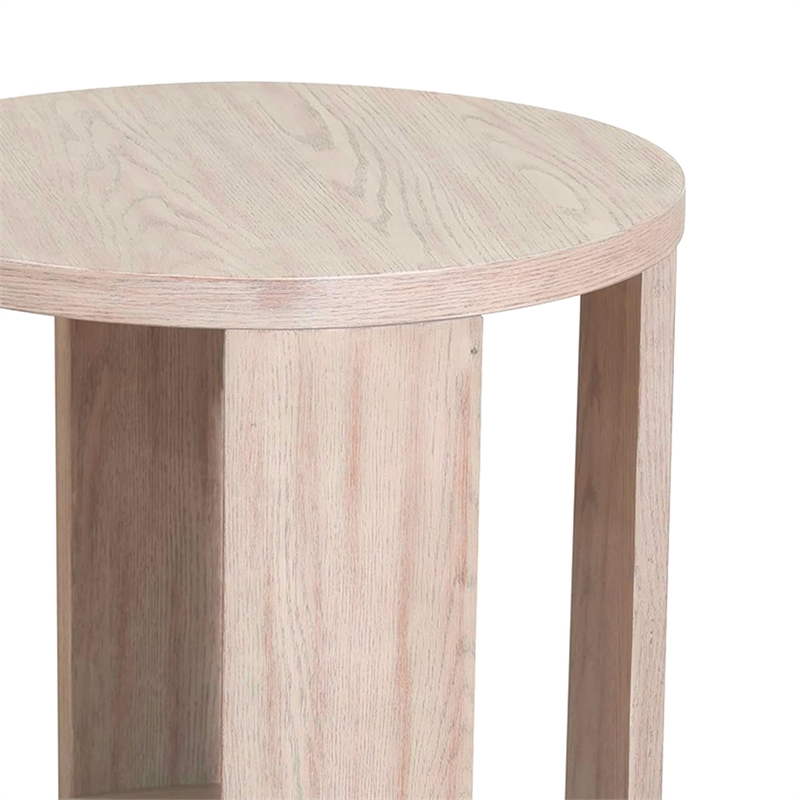 Cony Round End Table-Natural Oak Brown Wood-Caster Wheels-24 Inch