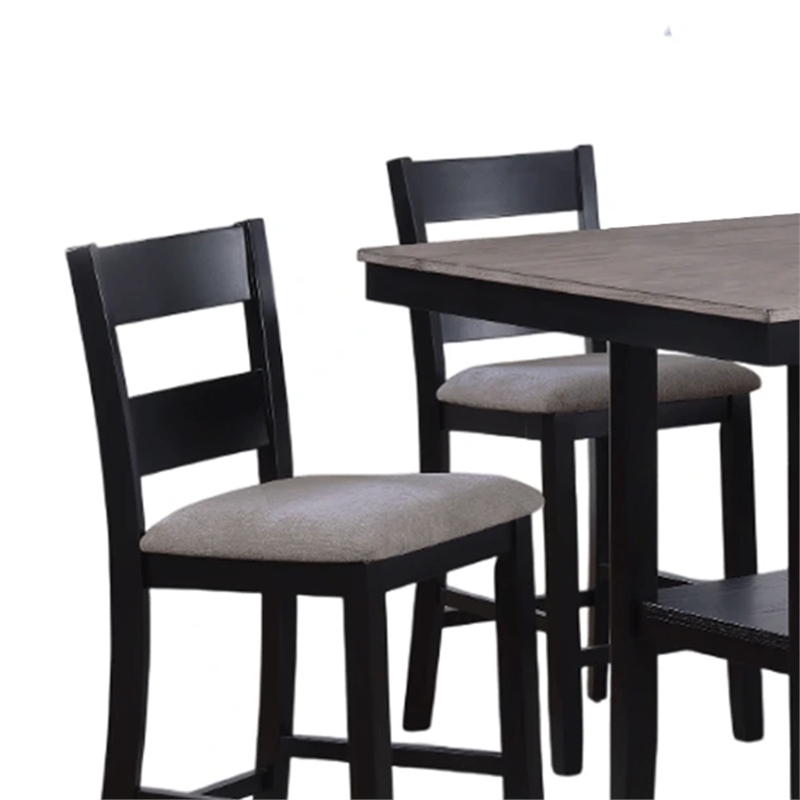 Losy 5pc Counter Height Table and 4 Chairs Set-Square Wood Top-Gray