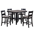 Losy 5pc Counter Height Table and 4 Chairs Set-Square Wood Top-Gray
