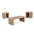 Asoi 3pc Coffee and End Table Set-Natural Brown Scandinavian Veneer