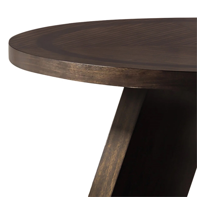 Hols Dining Table-54 Inch Espresso Brown Wood Top-Angled Pedestal Legs
