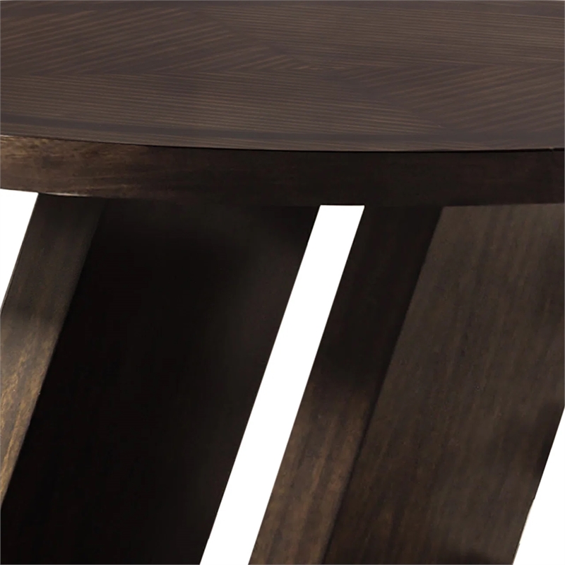 Hols Dining Table-54 Inch Espresso Brown Wood Top-Angled Pedestal Legs