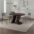 Hols Dining Table-54 Inch Espresso Brown Wood Top-Angled Pedestal Legs