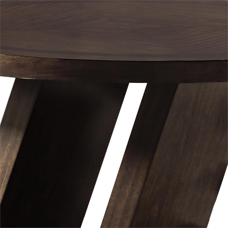 Hols Dining Table-54 Inch Espresso Brown Wood Top-Angled Pedestal Legs
