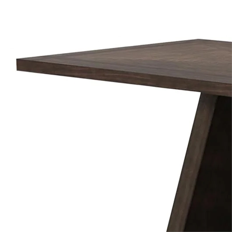 Hols Dining Table-72 Inch Espresso Brown Wood Top-Angled Pedestal Legs