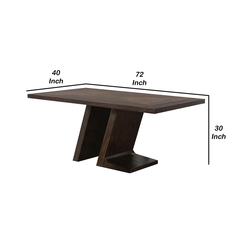 Hols Dining Table-72 Inch Espresso Brown Wood Top-Angled Pedestal Legs