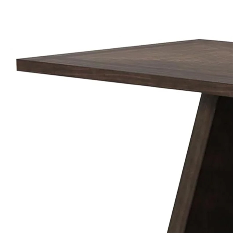 Hols Dining Table-72 Inch Espresso Brown Wood Top-Angled Pedestal Legs