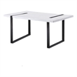 Alz Dining Table-66 Inch White High Gloss Top-Modern Sleek Black Frame