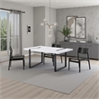 Alz Dining Table-66 Inch White High Gloss Top-Modern Sleek Black Frame