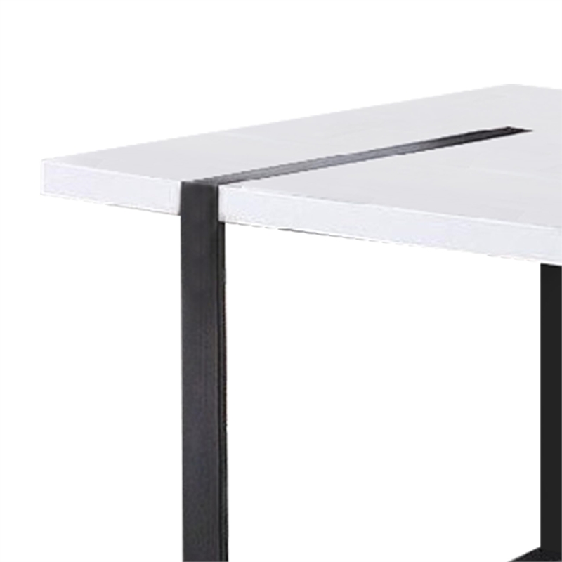 Alz Dining Table-66 Inch White High Gloss Top-Modern Sleek Black Frame
