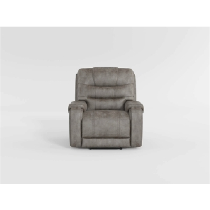 Erron Manual Reclining Chair-Gray Brown Microfiber-Foam Cushions