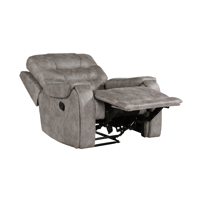 Erron Manual Reclining Chair-Gray Brown Microfiber-Foam Cushions