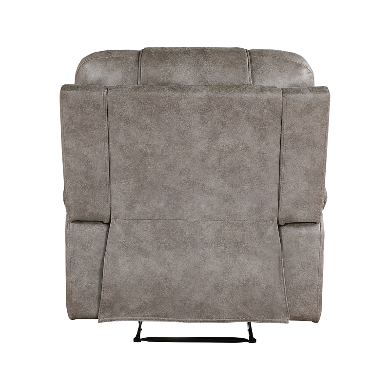 Erron Manual Reclining Chair-Gray Brown Microfiber-Foam Cushions