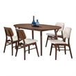 Lexy 5pc Dining Table and 4 Chair Set-Beige Boucle Seats-Walnut Brown
