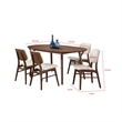 Lexy 5pc Dining Table and 4 Chair Set-Beige Boucle Seats-Walnut Brown