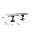 Cid Cleve Dining Table-Gray Wood-95 Inch Clear Tempered Glass Top
