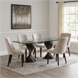 Cid Cleve Dining Table-Gray Wood-95 Inch Clear Tempered Glass Top