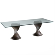 Cid Cleve Dining Table-Gray Wood-95 Inch Clear Tempered Glass Top