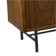 Storage Cabinet Console-3 Doors-U Shaped Carved 47 Inch Brown Wood
