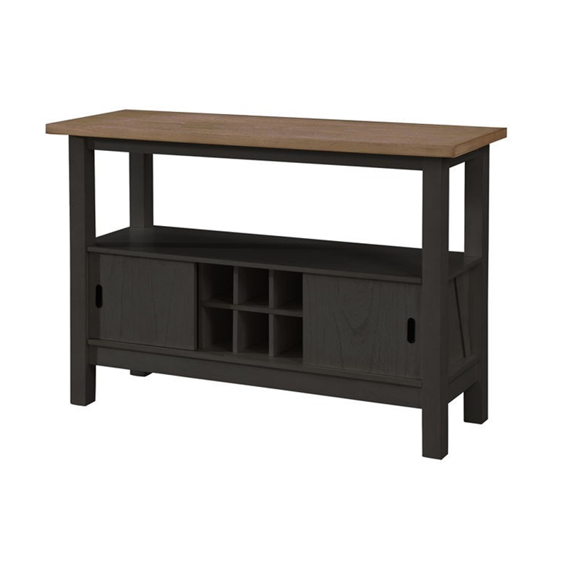 Riby Sideboard Buffet Server Cabinet-Wine Racks-2 Doors-Black 52 Inch
