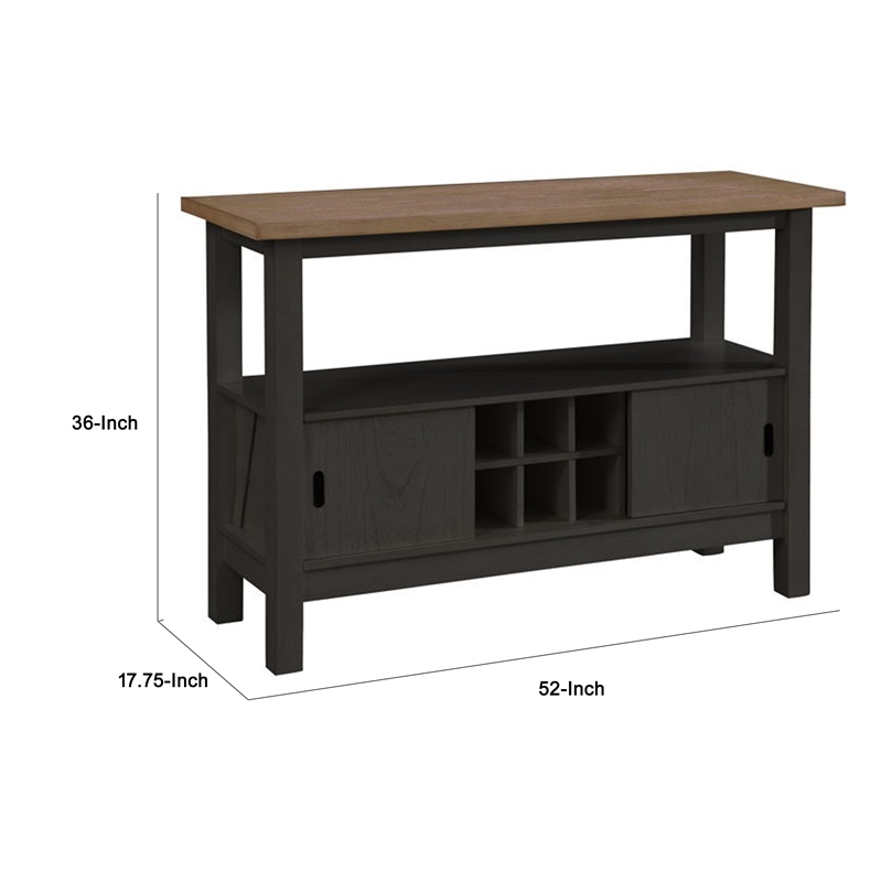 Riby Sideboard Buffet Server Cabinet-Wine Racks-2 Doors-Black 52 Inch