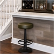 Gevy Counter Height Stool-Round Black Leather Seat with Iron Base