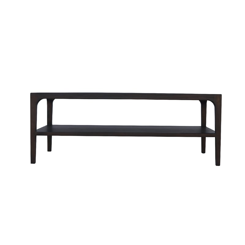 Geni Coffee Table-48 Inch Rectangular Top w Shelf-Parsons Style Gray