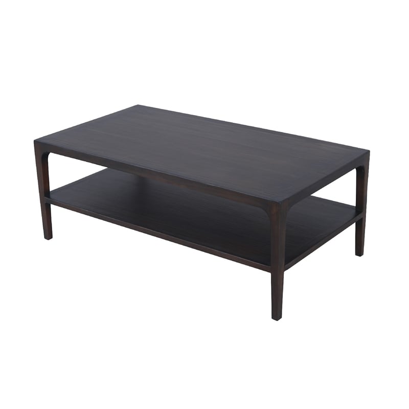 Geni Coffee Table-48 Inch Rectangular Top w Shelf-Parsons Style Gray