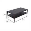 Geni Coffee Table-48 Inch Rectangular Top w Shelf-Parsons Style Gray